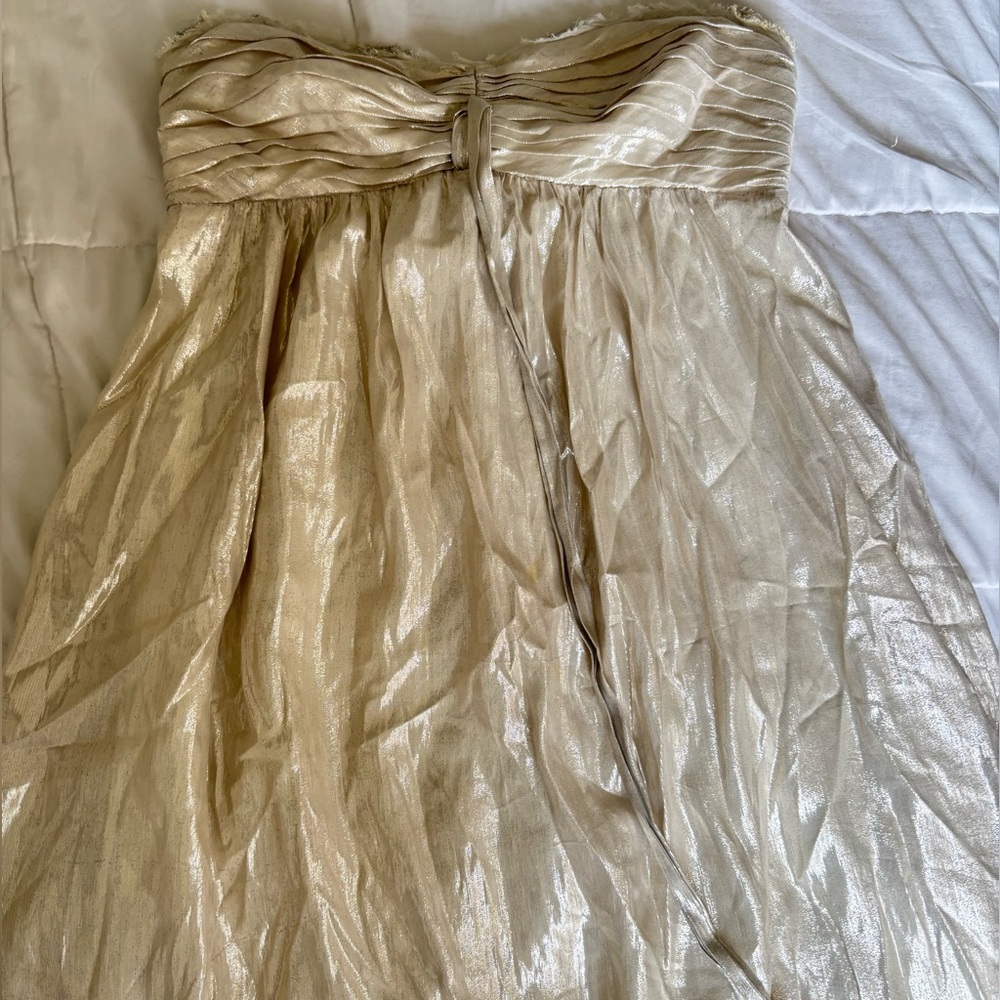 BCBGMaxAzria Gold Strapless Dress
